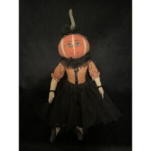 Gathered Traditions Pauline Pumpkin Head Cottage Core Joe Spencer Folk Art Doll